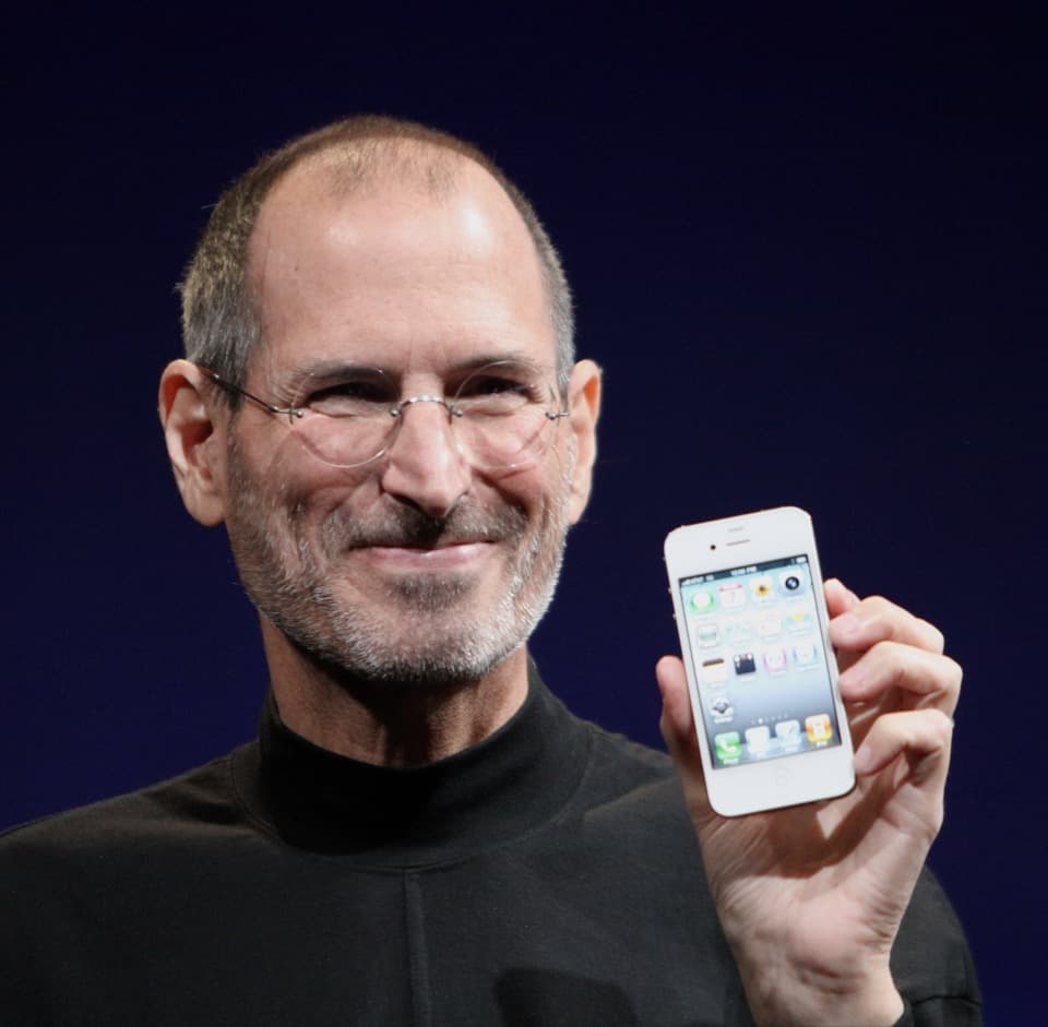 Steve Jobs at WWDC 2010, portrait in a black turtleneck